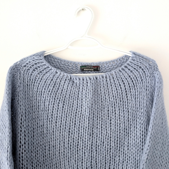 Mohair-blend Cozy Chic Women's Loose-knit Blue Sweater ~ Size Large - Picture 2 of 9